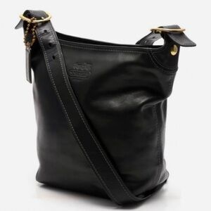 COACH Vintage Slim Duffle Sac 12376 Black Leather Shoulder Bag